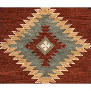 Alora Decor Ryder 8' Round Tribal Rust/Khaki/Navy/Sage Hand-Tufted Area Rug