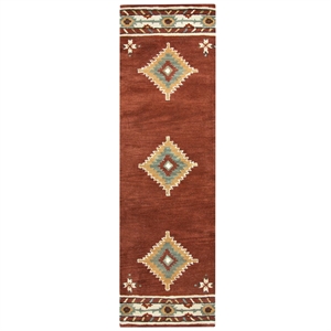 Alora Decor Ryder 2'6&quot x 8' Tribal Rust/Khaki/Navy/Sage Hand-Tufted Rug