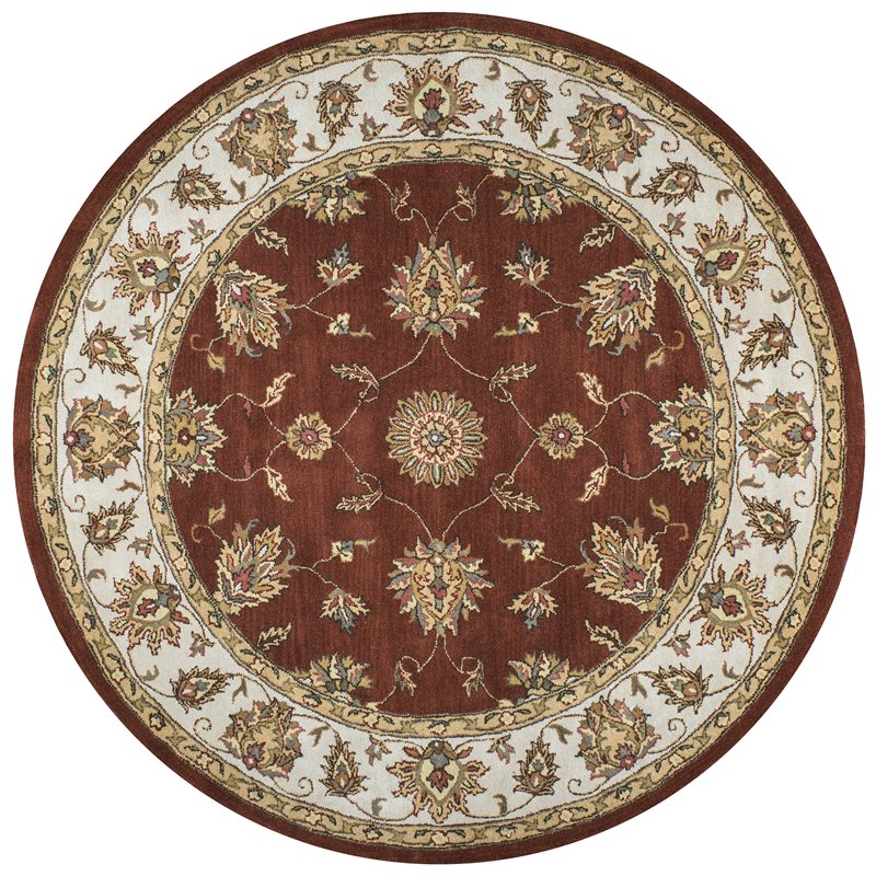 Alora Decor Sareena 8' Round Border Rust/Taupe/Sage/Tan/Khaki Area Rug