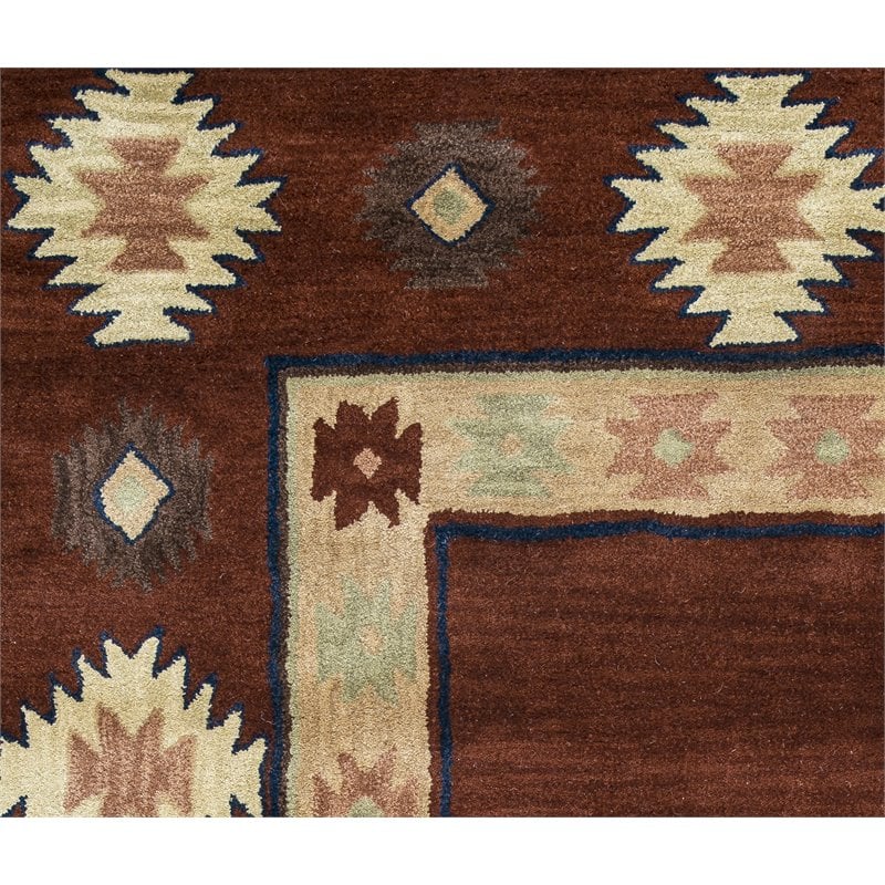 Alora Decor Ryder 8' Round Tribal Burgundy/Tan/Rust/Navy/Sage Area Rug