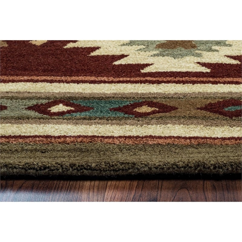 Alora Decor Ryder 5' x 8' Tribal Burgundy/Tan/Khaki/Sage Hand-Tufted Area Rug