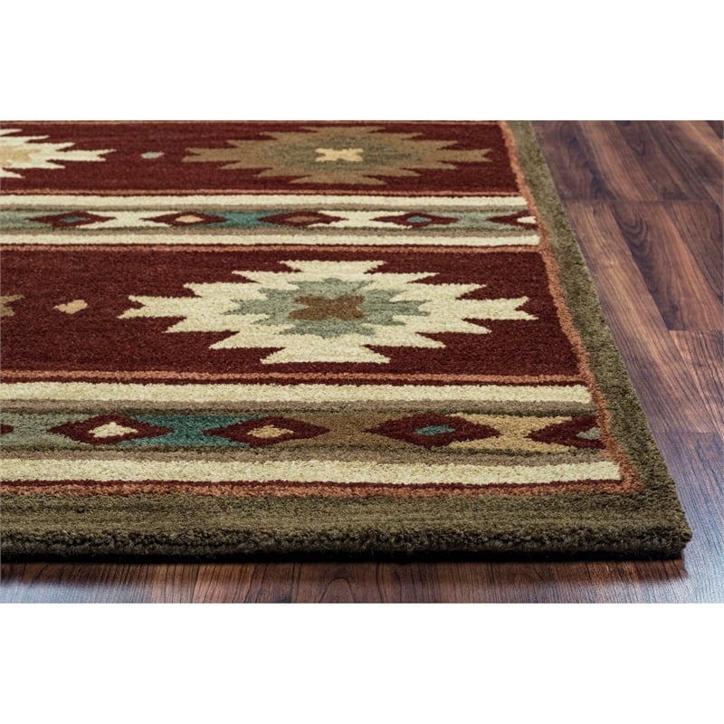 Alora Decor Ryder 5' x 8' Tribal Burgundy/Tan/Khaki/Sage Hand-Tufted Area Rug