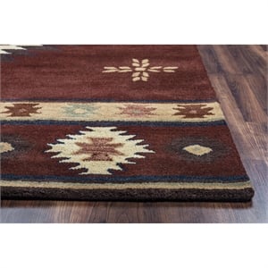 Alora Decor Ryder 8' Round Tribal Burgundy/Tan/Sage/Navy Hand-Tufted Area Rug