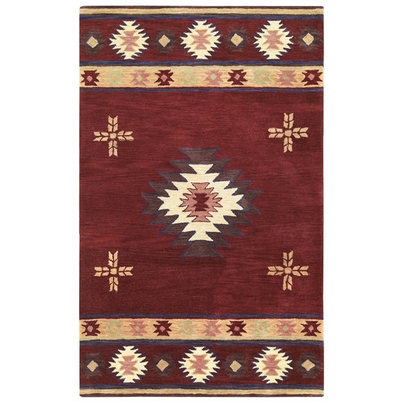 Alora Decor Ryder 8' x 10' Tribal Burgundy/Tan/Sage/Navy Hand-Tufted Area Rug