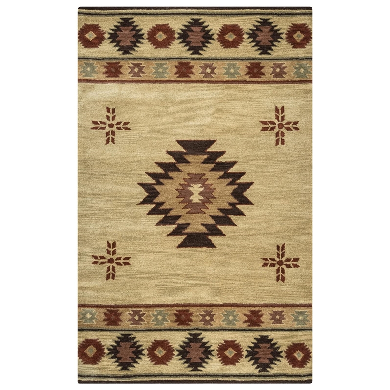 Alora Decor Ryder 3' x 5' Tribal Burgundy/Tan/Sage/Navy Hand-Tufted Area Rug