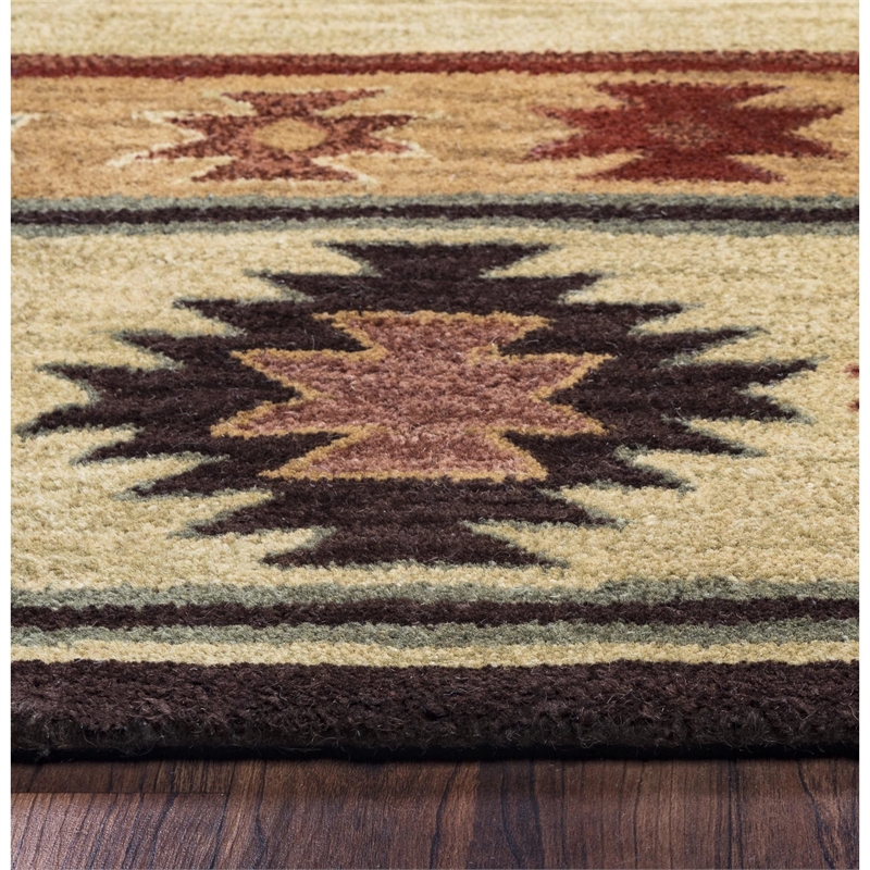 Alora Decor Ryder 5' x 8' Tribal Burgundy/Tan/Sage/Navy Hand-Tufted Area Rug