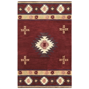 Alora Decor Ryder 5' x 8' Tribal Burgundy/Tan/Sage/Navy Hand-Tufted Area Rug