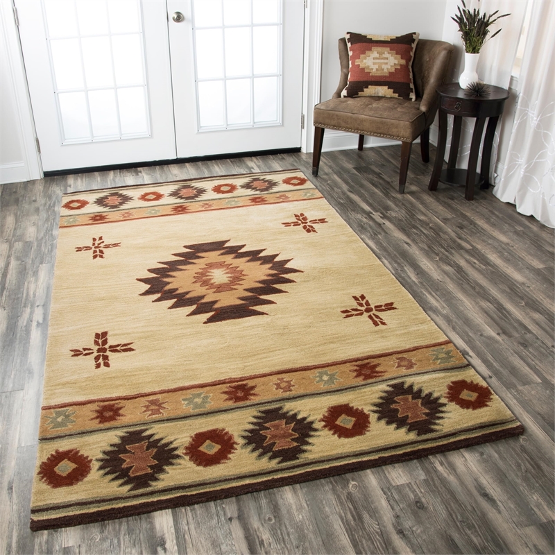 Alora Decor Ryder 5' x 8' Tribal Burgundy/Tan/Sage/Navy Hand-Tufted Area Rug