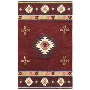 Alora Decor Ryder 6'6&quot x 9'6&quot Tribal Burgundy/Tan/Sage/Navy Hand-Tufted Rug