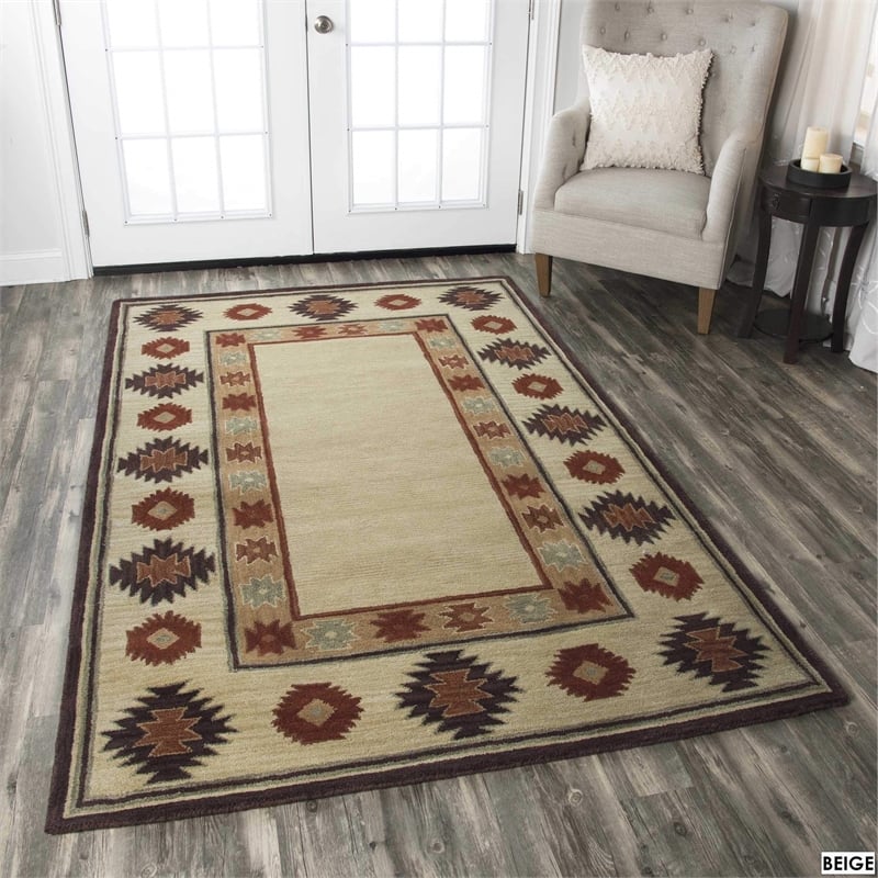 Alora Decor Ryder 8' x 10' Tribal Tan/Sage/Navy/Burgundy Hand-Tufted Area Rug