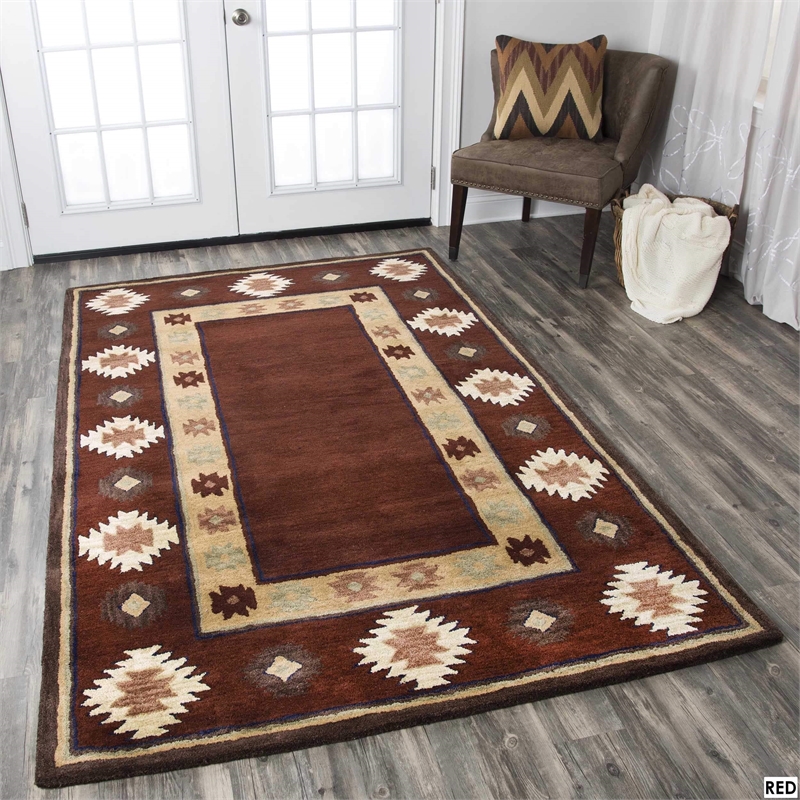 Alora Decor Ryder 8' x 10' Tribal Tan/Sage/Navy/Burgundy Hand-Tufted Area Rug
