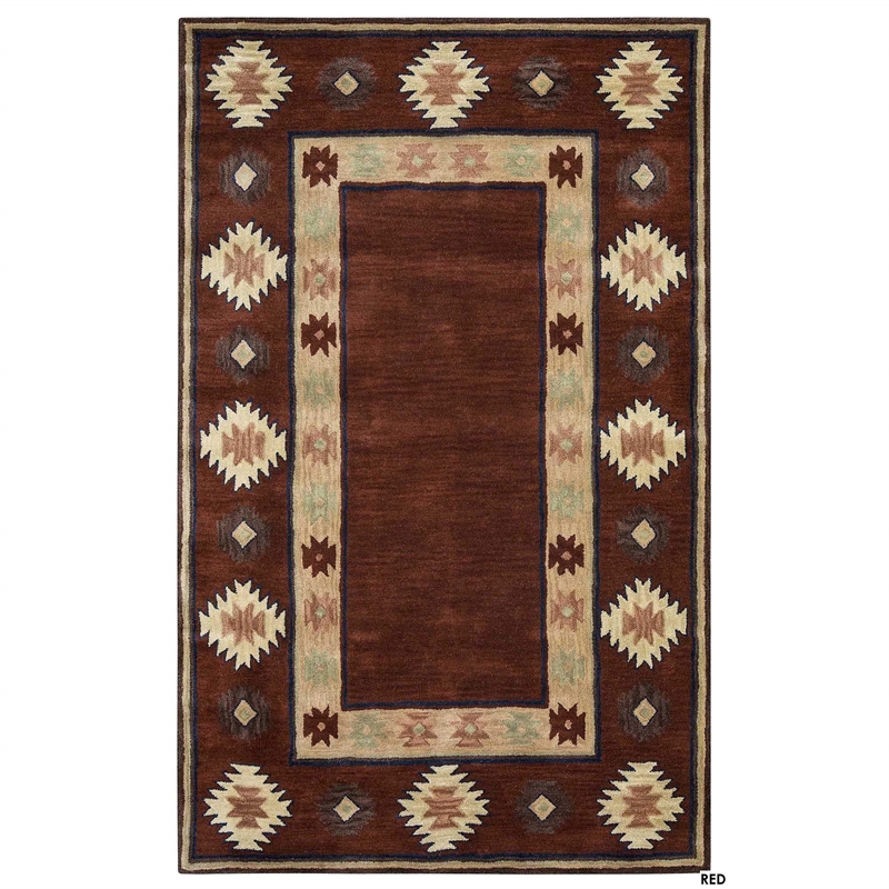 Alora Decor Ryder 8' x 10' Tribal Tan/Sage/Navy/Burgundy Hand-Tufted Area Rug