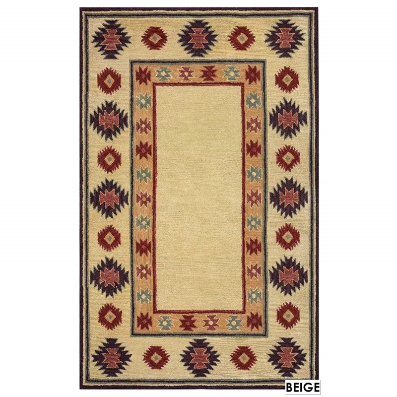 Alora Decor Ryder 8' x 10' Tribal Tan/Sage/Navy/Burgundy Hand-Tufted Area Rug