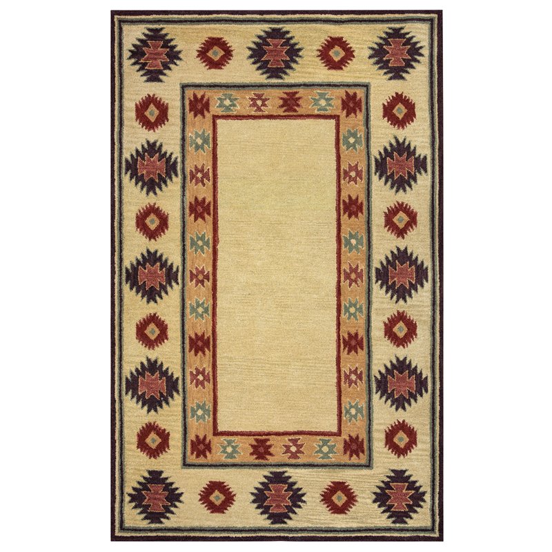 Alora Decor Ryder 3' x 5' Tribal Tan/Sage/Navy/Burgundy Hand-Tufted Area Rug