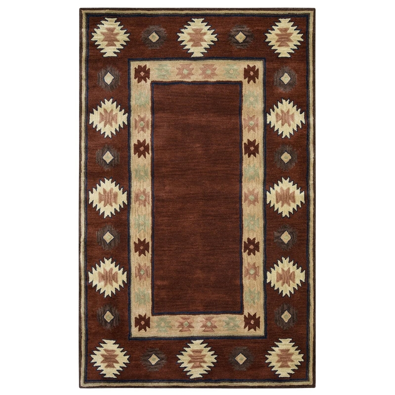 Alora Decor Ryder 5' x 8' Tribal Tan/Sage/Navy/Burgundy Hand-Tufted Area Rug