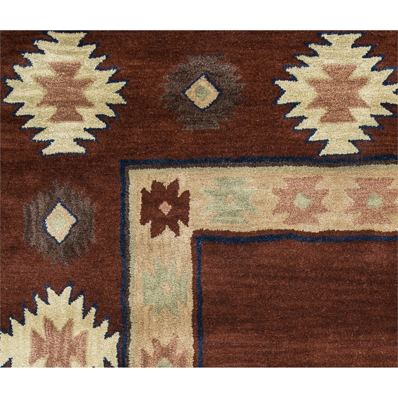 Alora Decor Ryder 5' x 8' Tribal Tan/Sage/Navy/Burgundy Hand-Tufted Area Rug