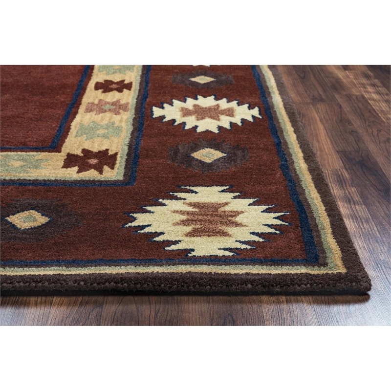 Alora Decor Ryder 5' x 8' Tribal Tan/Sage/Navy/Burgundy Hand-Tufted Area Rug