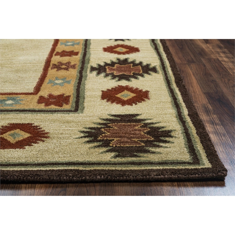 Alora Decor Ryder 5' x 8' Tribal Tan/Sage/Navy/Burgundy Hand-Tufted Area Rug
