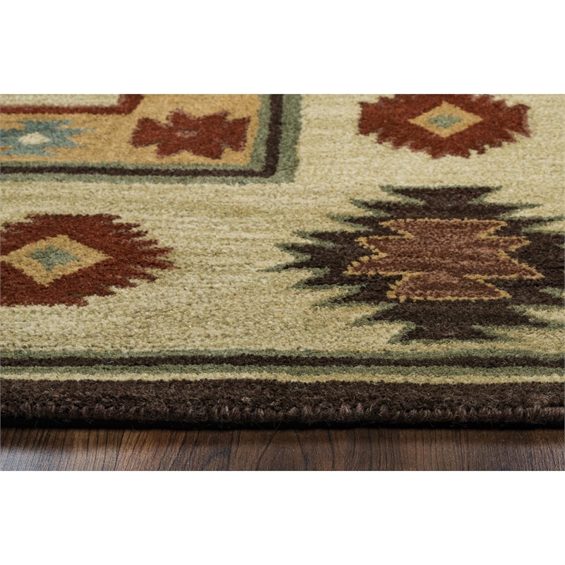 Alora Decor Ryder 5' x 8' Tribal Tan/Sage/Navy/Burgundy Hand-Tufted Area Rug