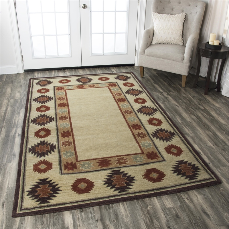 Alora Decor Ryder 5' x 8' Tribal Tan/Sage/Navy/Burgundy Hand-Tufted Area Rug