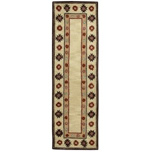 Alora Decor Ryder 2'6&quot x 8' Tribal Tan/Sage/Navy/Burgundy Hand-Tufted Rug