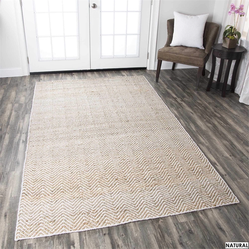 Alora Decor Harlem 3' x 5' Chevron Natural/Gray/Rust/Blue Hand-Woven Area Rug