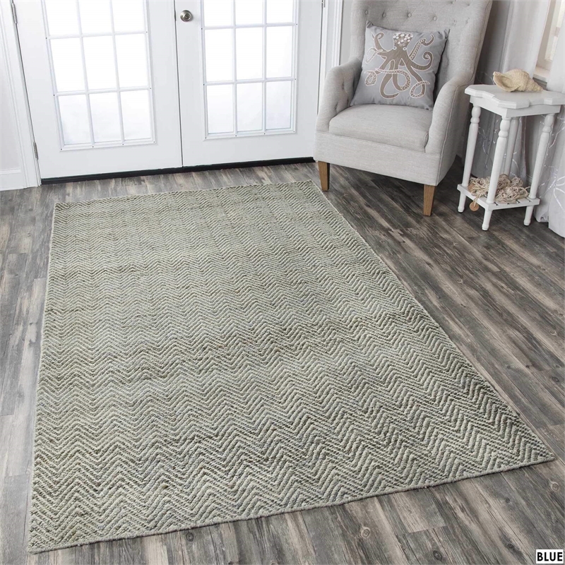 Alora Decor Harlem 3' x 5' Chevron Natural/Gray/Rust/Blue Hand-Woven Area Rug