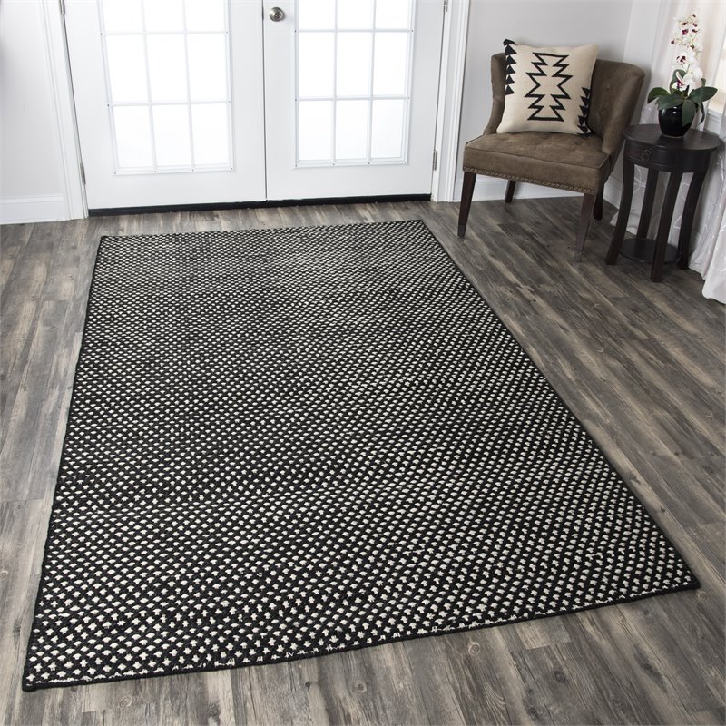 Alora Decor Harlem 3' x 5' Pattern Black/Gray/Rust/Blue Hand-Woven Area Rug