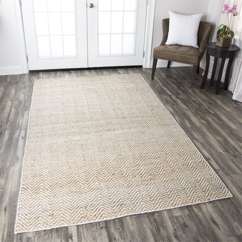 Alora Decor Harlem 5' x 8' Chevron Natural/Gray/Rust/Blue Hand-Woven Area Rug