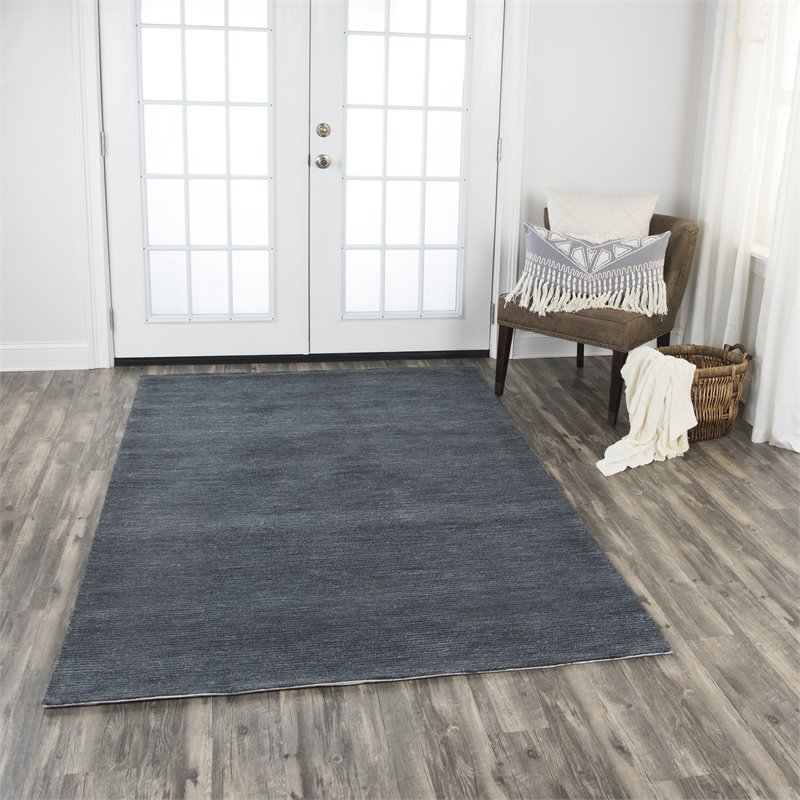 Alora Decor Emerson 9' x 12' Solid Dk. Grey/Gray/Rust/Blue Hand-Tufted Area Rug