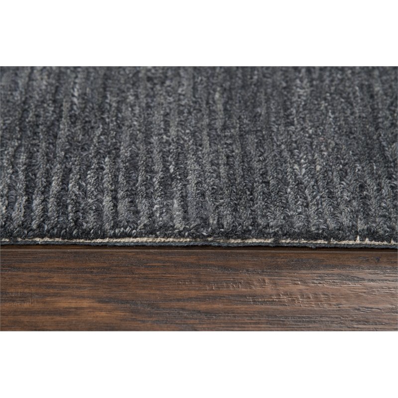 Alora Decor Emerson 9' x 12' Solid Dk. Grey/Gray/Rust/Blue Hand-Tufted Area Rug