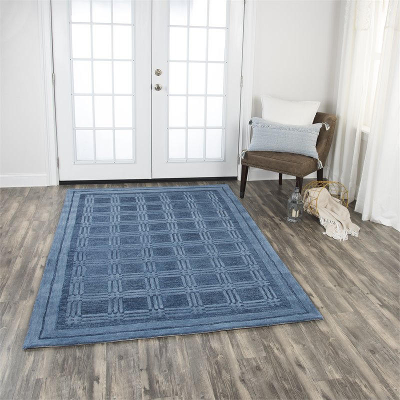 Alora Decor Emerson 10' x 13' Squares Blue/Gray/Rust/Blue Hand-Tufted Area Rug