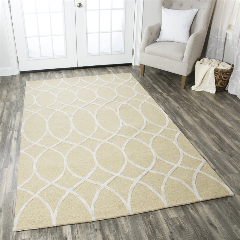 Alora Decor Berlin 5' x 8' Trellis Beige/Gray/Rust/Blue Hand-Tufted Area Rug