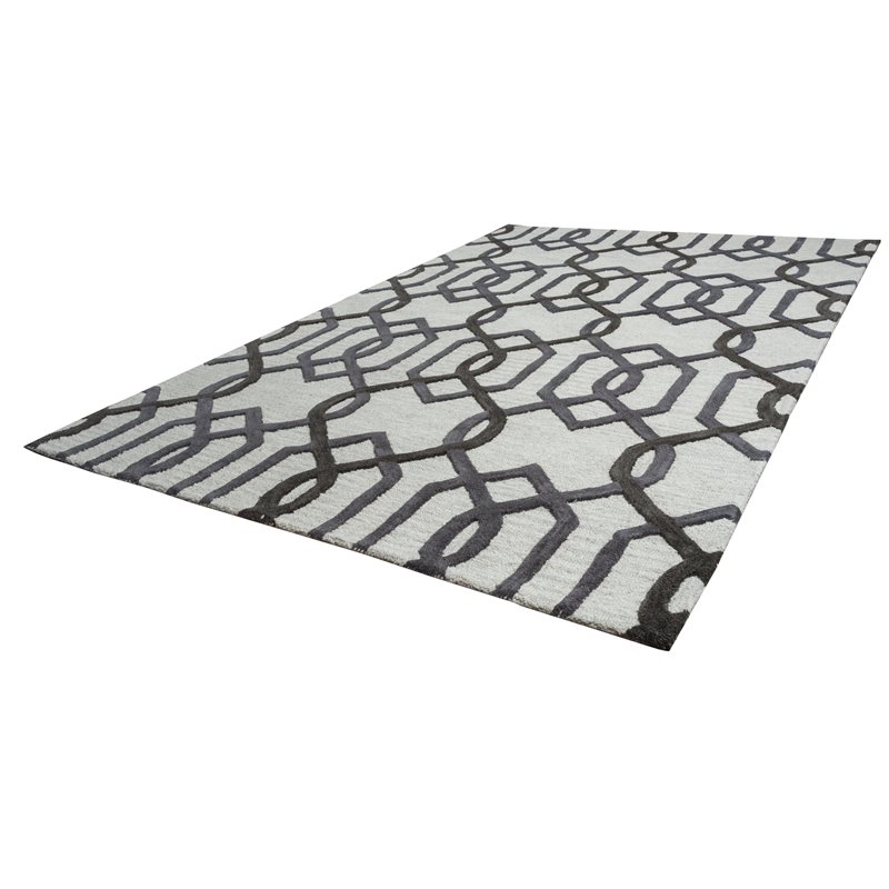 Alora Decor Berlin 5' x 8' Trellis Grey/Gray/Rust/Blue Hand-Tufted Area Rug