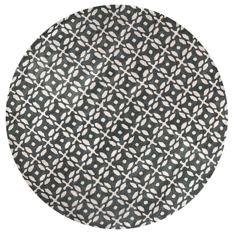 Alora Decor Holland 10' Round Print Grey/Beige Hand-Tufted Area Rug