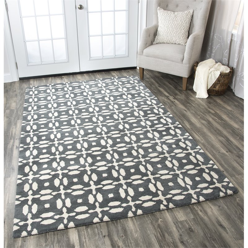 Alora Decor Holland 10' x 14' Print Grey/Beige Hand-Tufted Area Rug