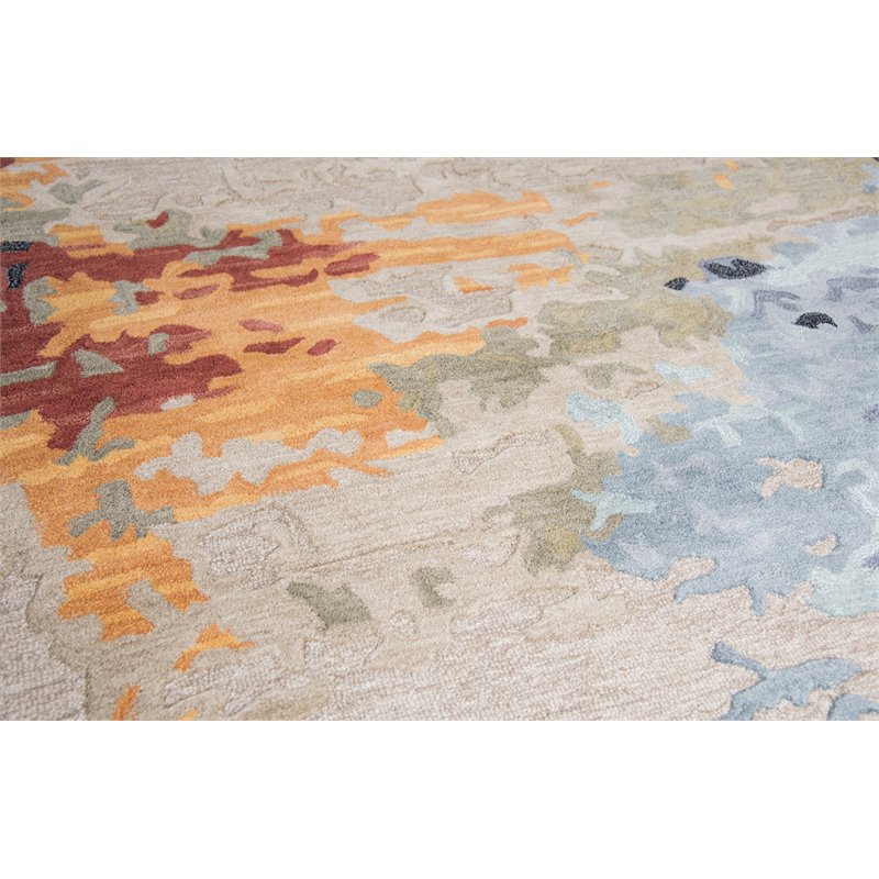 Alora Decor Lapis 10' x 13' Tan/Gray/Black/Orange/Red/Gold/Aqua Hand-Tufted Rug