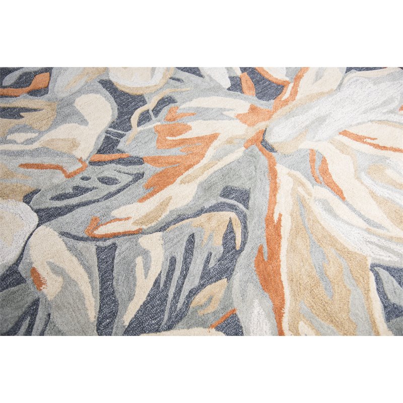 Alora Decor Lapis 9' x 12' Floral Blue/Gray/Beige/Orange Hand-Tufted Area Rug