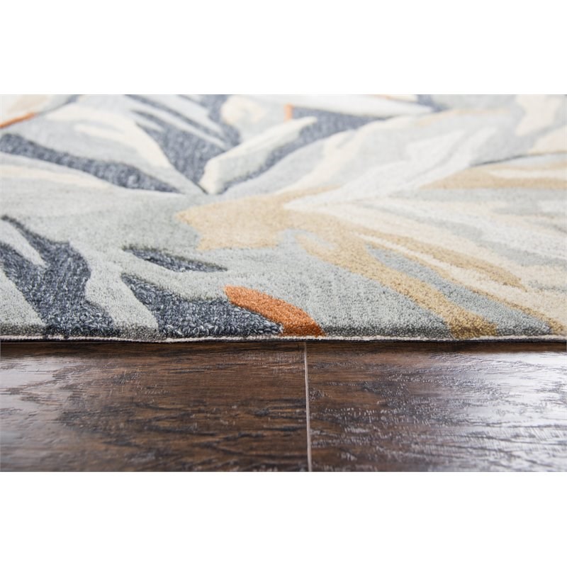 Alora Decor Lapis 10' x 13' Floral Blue/Gray/Beige/Orange Hand-Tufted Rug