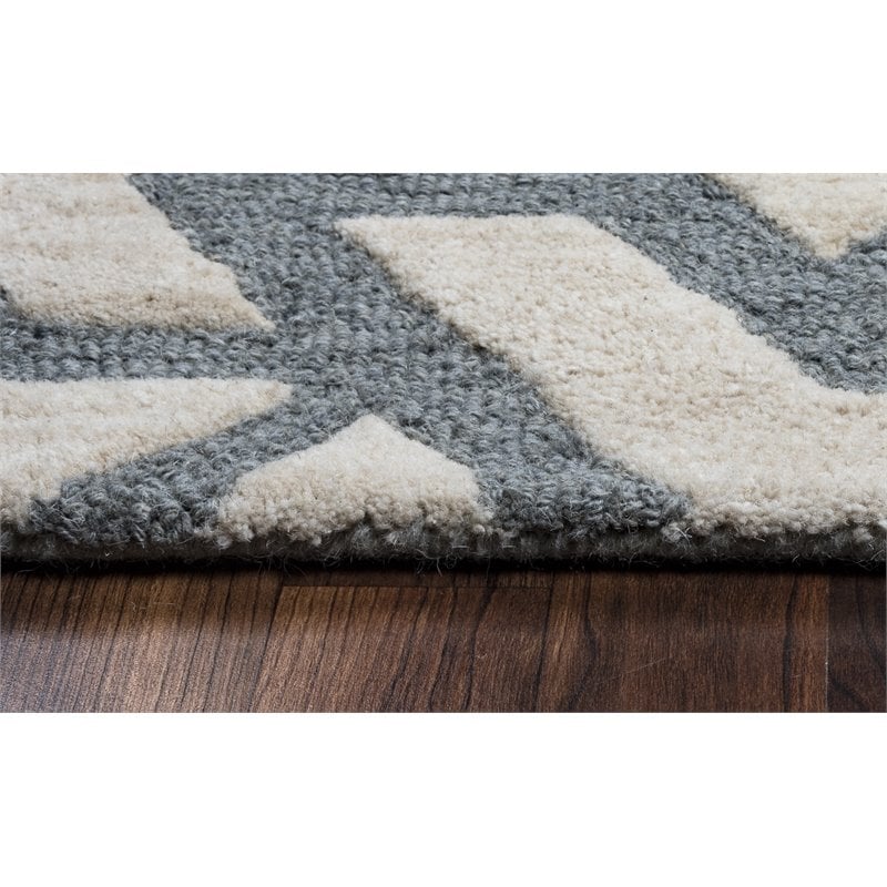 Alora Decor Berlin 9' x 12' Off White Gray Rust Blue Hand-Tufted Area Rug