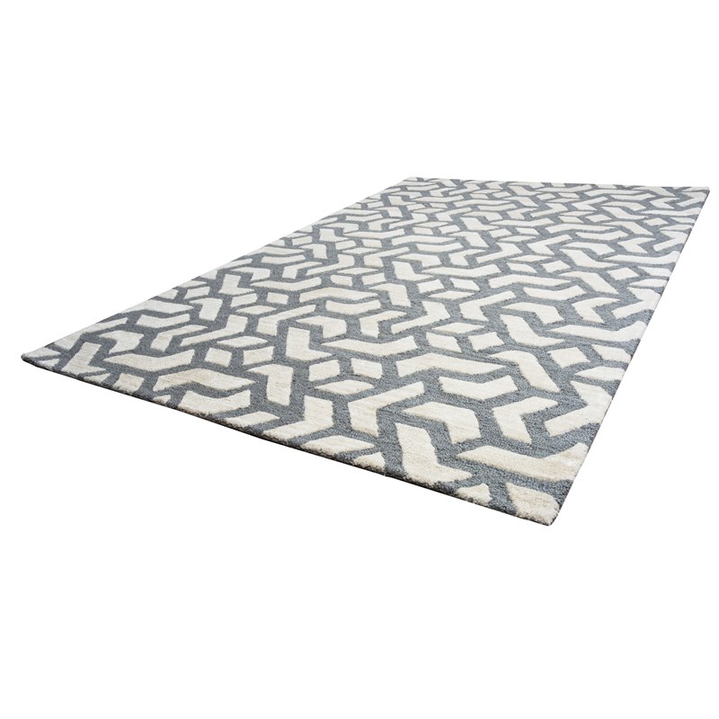 Alora Decor Berlin 9' x 12' Off White Gray Rust Blue Hand-Tufted Area Rug