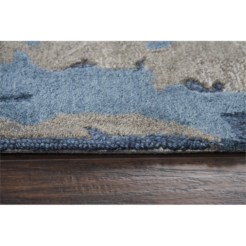 Alora Decor Lapis 9' x 12' Abstract Blue/Dk Blue/Gray/Taupe Hand-Tufted Area Rug