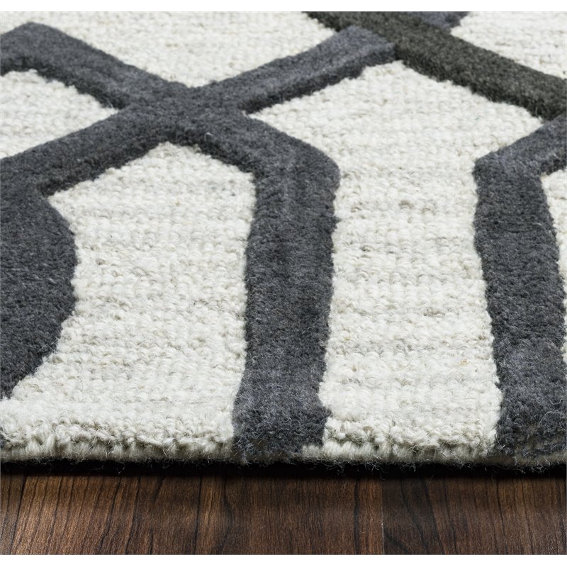 Alora Decor Berlin 10' Round Trellis Grey/Gray/Rust/Blue Hand-Tufted Area Rug