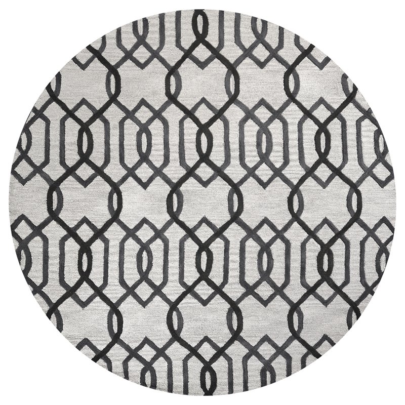 Alora Decor Berlin 10' Round Trellis Grey/Gray/Rust/Blue Hand-Tufted Area Rug