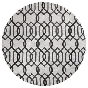 Alora Decor Berlin 10' Round Trellis Grey/Gray/Rust/Blue Hand-Tufted Area Rug