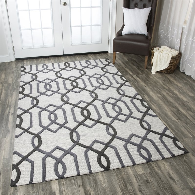 Alora Decor Berlin 9' x 12' Trellis Grey/Gray/Rust/Blue Hand-Tufted Area Rug