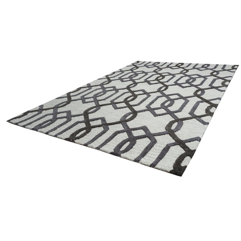 Alora Decor Berlin 9' x 12' Trellis Grey/Gray/Rust/Blue Hand-Tufted Area Rug
