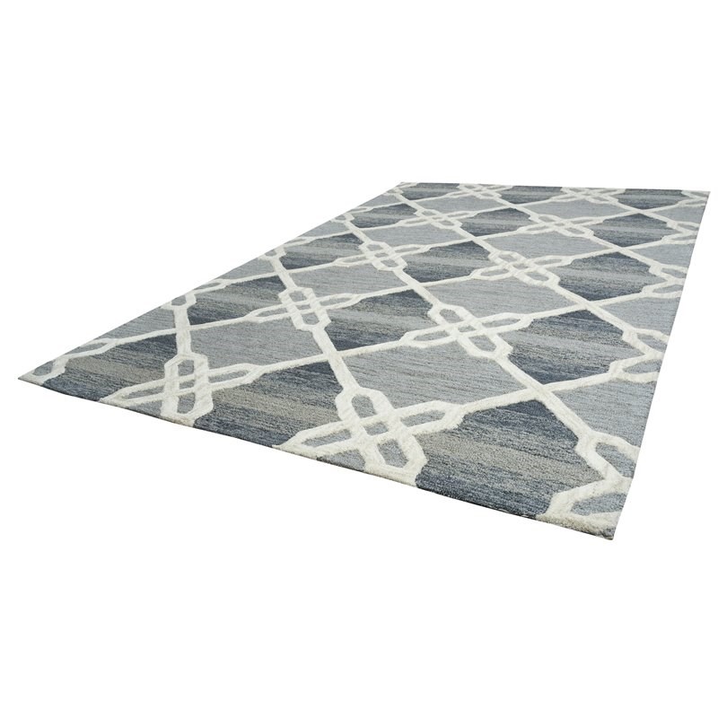 Alora Decor Berlin 9' x 12' Trellis Blue/Gray/Rust/Blue Hand-Tufted Area Rug