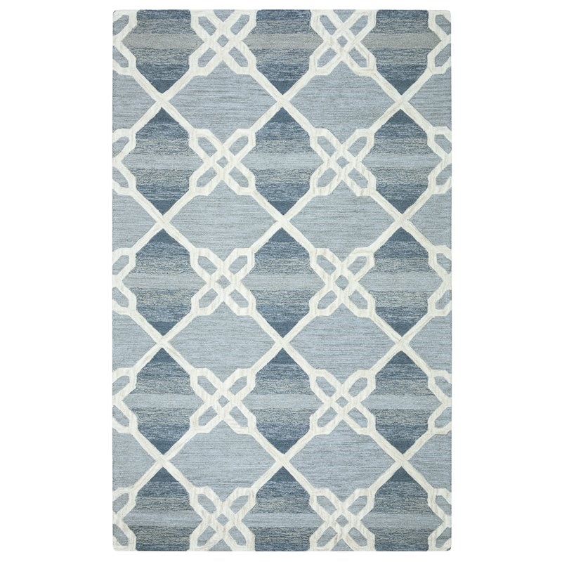 Alora Decor Berlin 9' x 12' Trellis Blue/Gray/Rust/Blue Hand-Tufted Area Rug