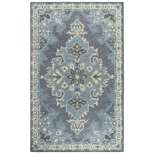 Alora Decor Cascade 10' x 13' Medallion Dk Gray/Blue Gray/Natural/Ivory Area Rug